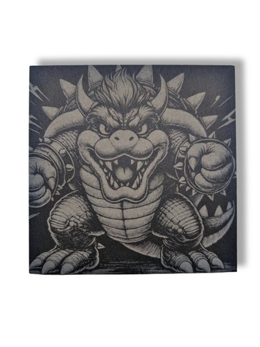 Bowser Engraved Slate Coaster Set Of 4 Super Mario Themed Nintendo Gift Set - Picture 3 of 9