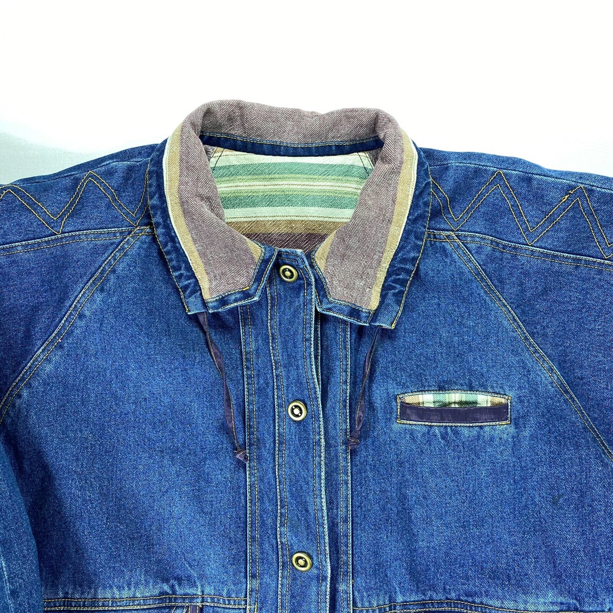 VINTAGE CURRENT SEEN MENS 80'S REVERSIBLE DENIM JACKET SIZE LARGE