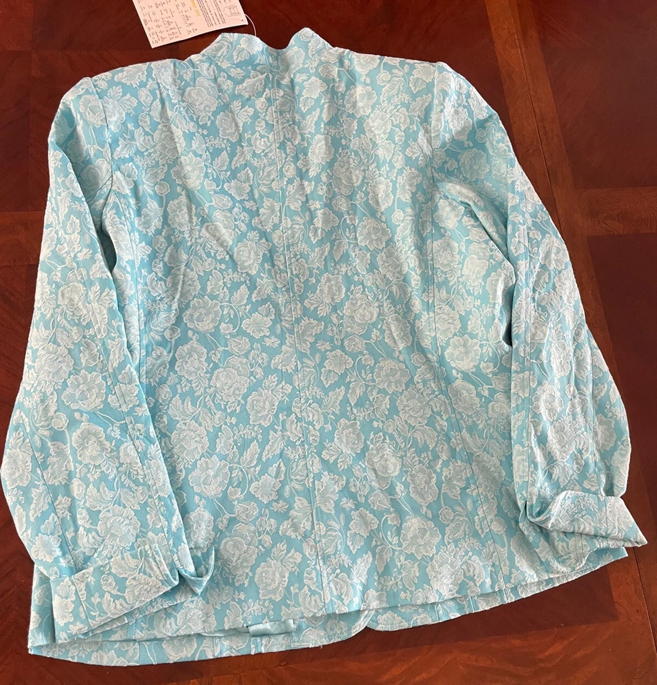NEW Dialogue Women Ladies Dress Jacket Blazer Turquoise Floral Print SIZE LARGE - Image 2 of 4