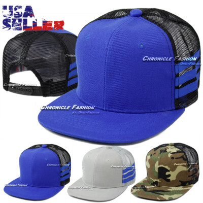 Trucker Hat Mesh Back Baseball Cap Snapback Adjustable Flat Bill