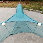 Shrimp Cage with Iron Chain Fishing Trap Net Folding Fishing Cage Foam Float