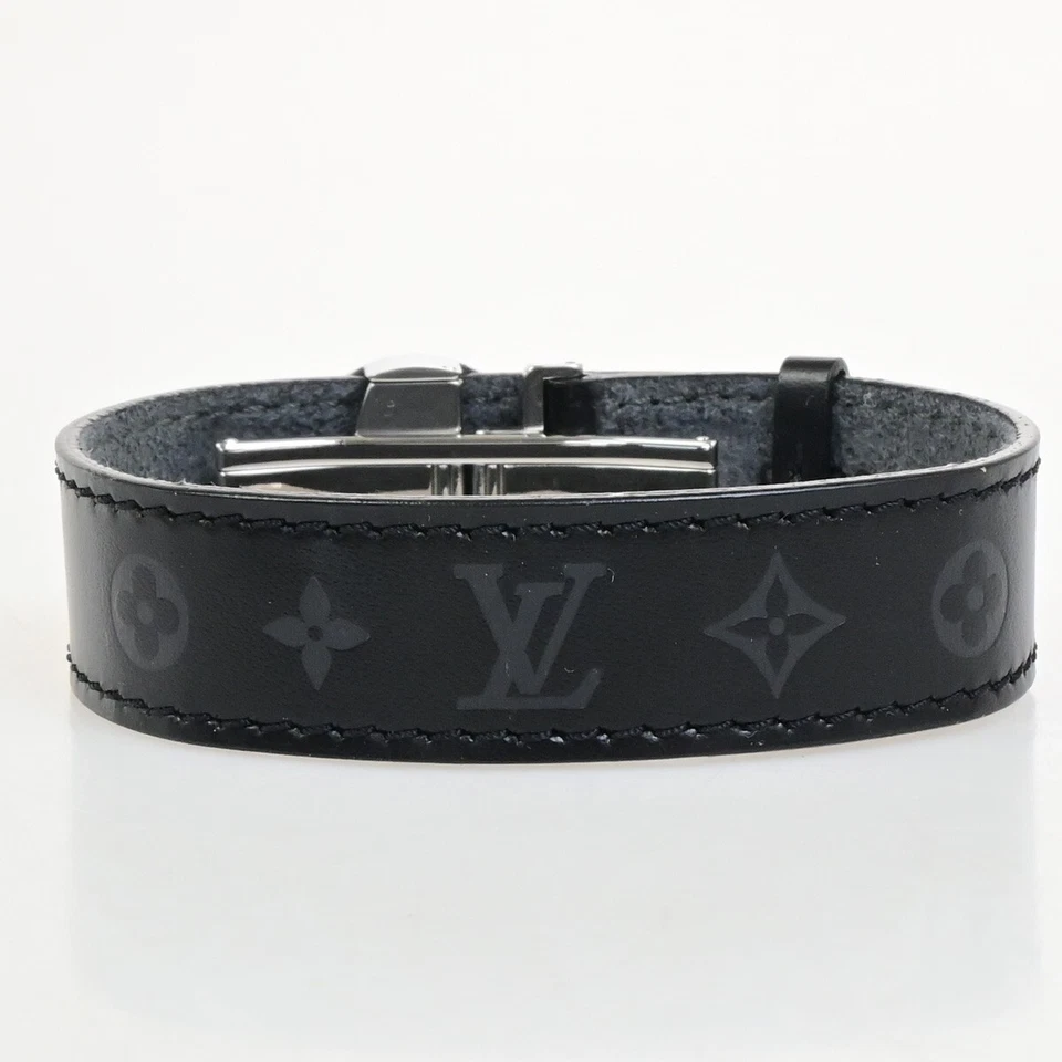 Pulsera Brazalete Buena Suerte LOUIS VUITTON Monograma Cuero Negro M6447 62KA563 Foto 3 de 4
