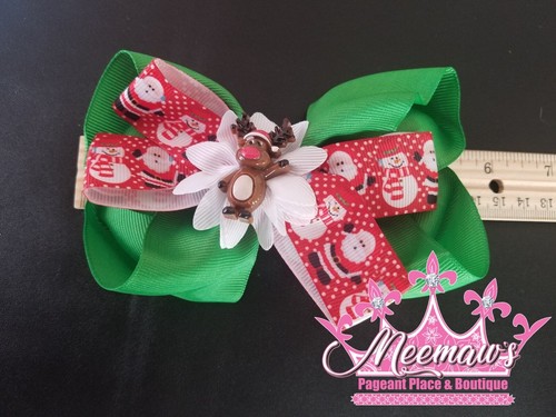 ¡Arco de pelo RENO rojo, verde y blanco estilo boutique! 🙂 🙂 🙂 - Imagen 2 de 10