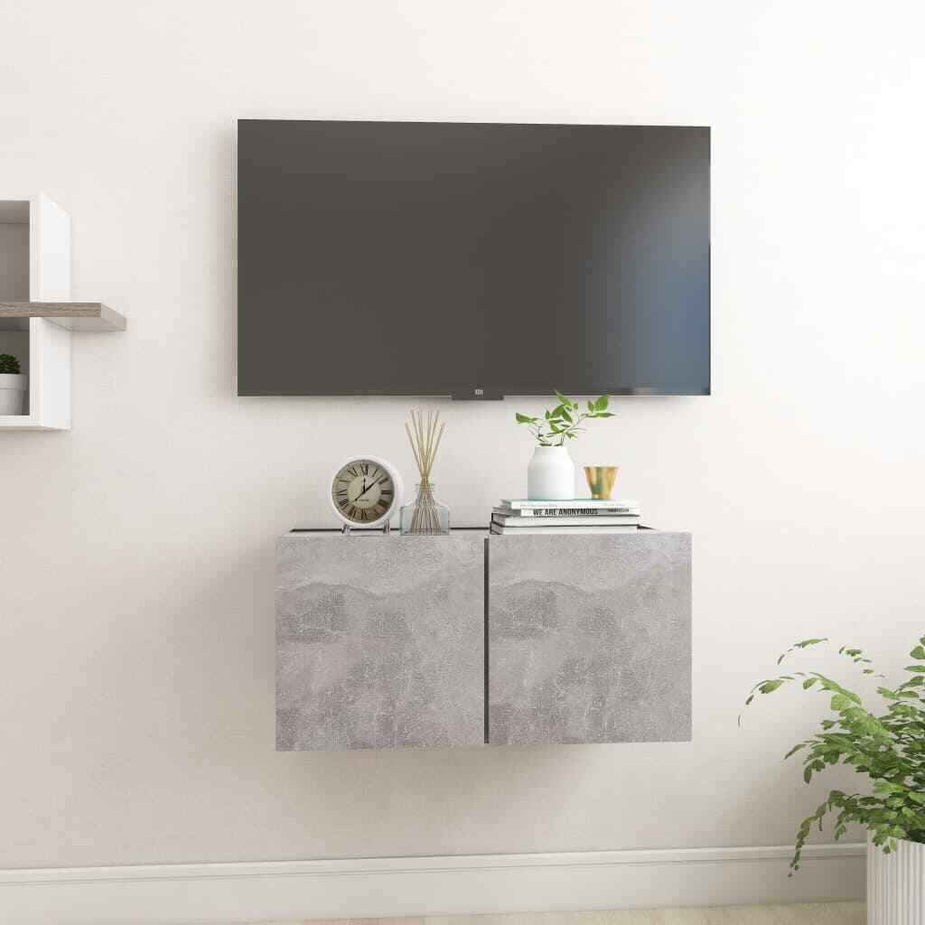 Hanging TV Cabinet Concrete Grey 60x30x30 cm vidaXL