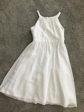 GIRLS SZ 10 DAVID  S BRIDAL WHITE FORMAL DRESS - WEDDING PAGEANT FIRST COMMUNION