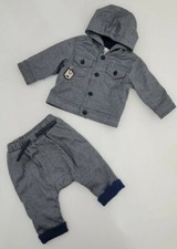 NWT NEW Fendi baby boys 2pc blue gray herringbone tracksuit set 3m