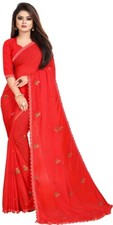 Embellished Bollywood Georgette Saree Red