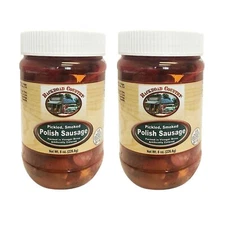 Troyer Cheese Pickled Smoked Polish Sausage Ready to Eat USA Made Pack of 2 Jars