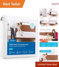 Zippered Mattress Encasement - Waterproof Queen Bed Bug Proof Cover - Soft Fa...