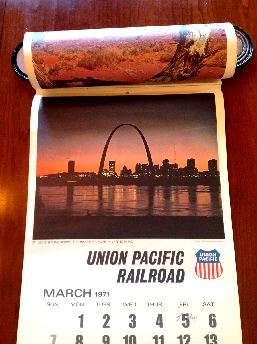 UNION PACIFIC RAILROAD VINTAGE 1971 CALENDAR DOUBLE SIDED MULTIPLE PICTURES  | eBay