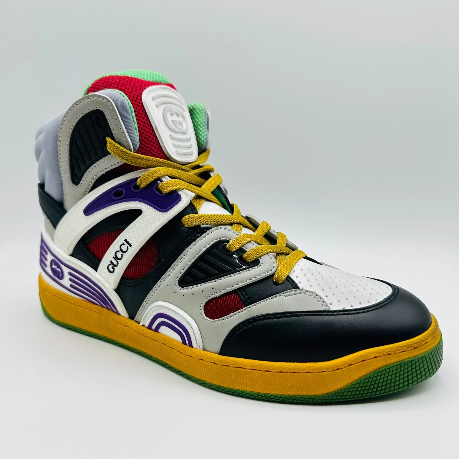 Baskets hautes en cuir multicolore lavé sale femme Gucci 661312 1072