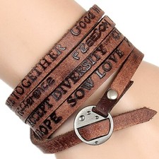 Punk Multi Layer Leather Men Womens Wrap Bracelet Wristband Bangle Cuff Jewelry