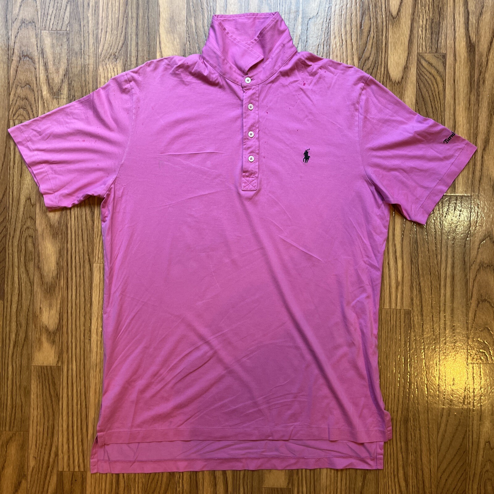 Polo Golf Ralph Lauren Polo Rugby Shirt; Uomo Large; Rosa Tinta Unita; Logo Pony