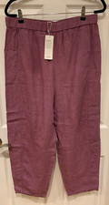 NWT Eileen Fisher Deep Fuchsia Organic Linen Lantern Crop Leg Pant 178 M