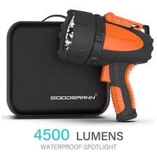 GOODSMANN Rechargeable Spotlight Waterproof Flashlight 4500 Lumen Handheld Light