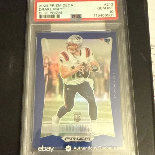 2024 Panini Prizm Deca Drake Maye #213 Blue PSA 10 RC /149 Rookie POP 22