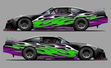 Green Flames Race Car Side Wrap Decals Late Model Street Stock Modified 54