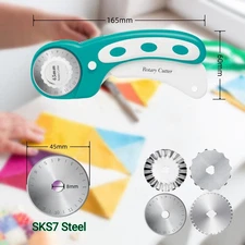 45mm Rotary Cutter for Fabric with 8pcs Rotary Blades, Rolling Fabric Cutter ...