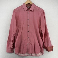 TED BAKER Shirt Mens 3 M London Dress Flip Cuff Button Up 100 Cotton Red