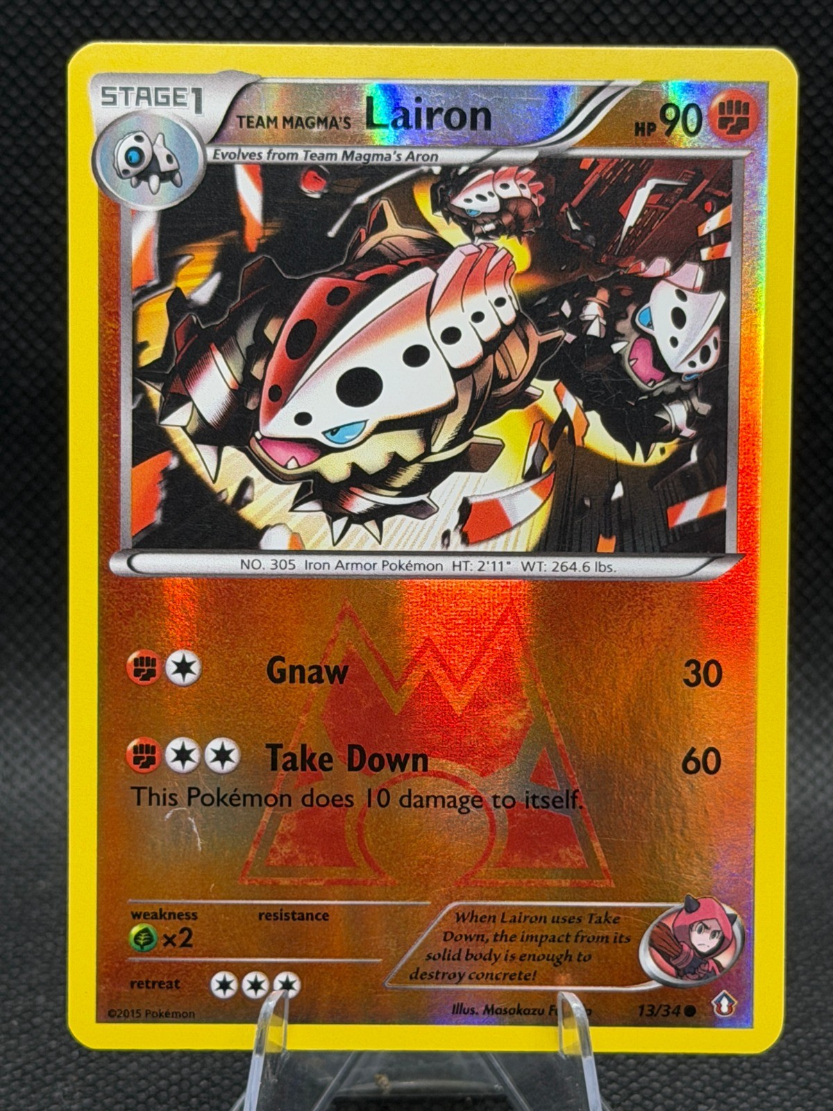 Team Magma's Lairon Reverse Holo Common Double Crisis 13/34 NM