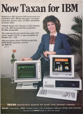 Taxan Vintage Print Ad IBM PC Monitors 1984 Personal Computing