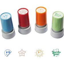 Self-Inking Rubber Teacher Stamps Pack of 4 Sorted Comments