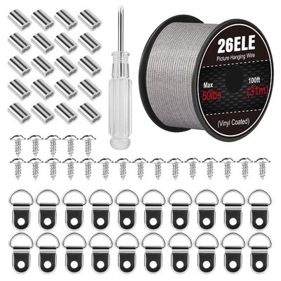 Picture Hanging Kit, Including Picture Hanging Wire(100 feet) Supports Up to ...
