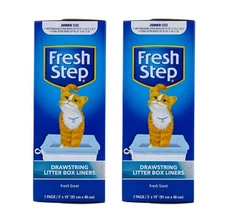 Fresh Step Jumbo Cat Drawstring Litter Box Liners 36x19 Scented 14 Ct-2 Boxes