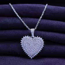2Ct Round Cut Lab Created Diamond Heart Women's Pendant 14K White Gold Plated