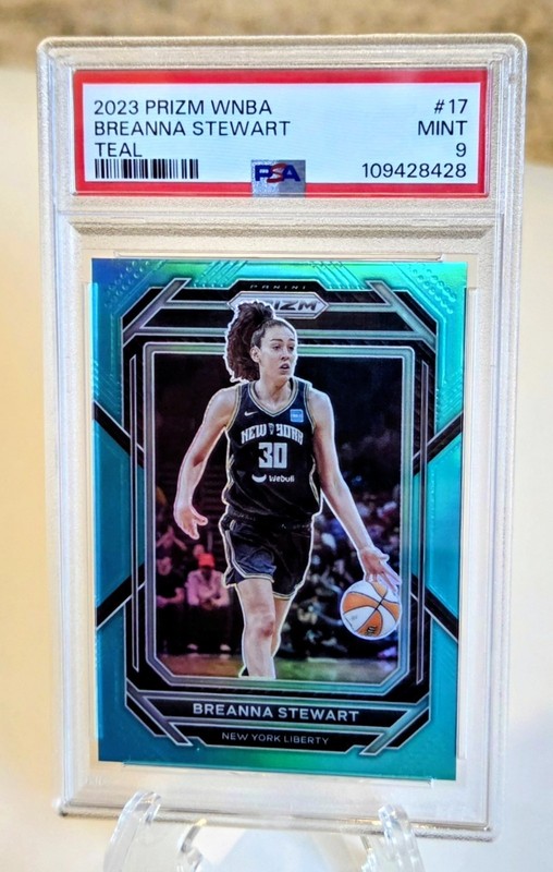 2023 Panini Prizm WNBA BREANNA STEWART! TEAL PRIZM #'d /49! PSA MINT 9! Card 17.
