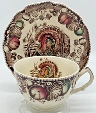 Johnson Brothers His Majesty Turkey Thanksgiving Tea Cup & Saucer England