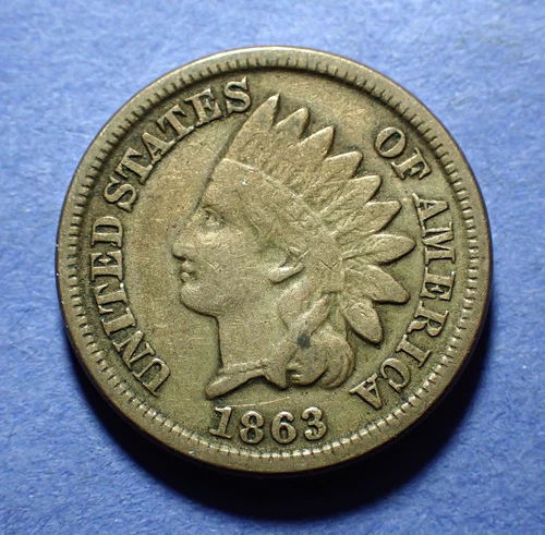 1863 Copper Nickel Indian Cent  Abt. Fine