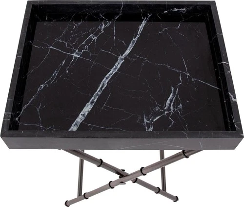 Talbot Marble Tray Table with Titanium Folding Base - Picture 6 of 7