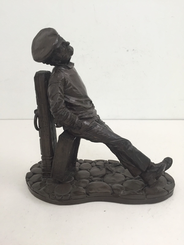 W Elphick Cold Cast Bronze Resin Sculpture Sleeping Fisherman 1975 Used F1 - Picture 5 of 12