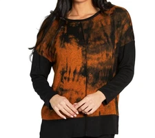 French Kyss Marble Wash Color Block Crew Top Size S