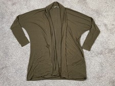Prana Sweater Womens Medium Olive Green Open Front Cardigan Light Lagenlook Top