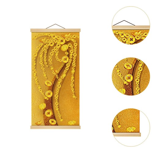 Golden Money Tree Printing Scroll Wall Hanging Art Waterproof Decorative - Picture 4 of 7
