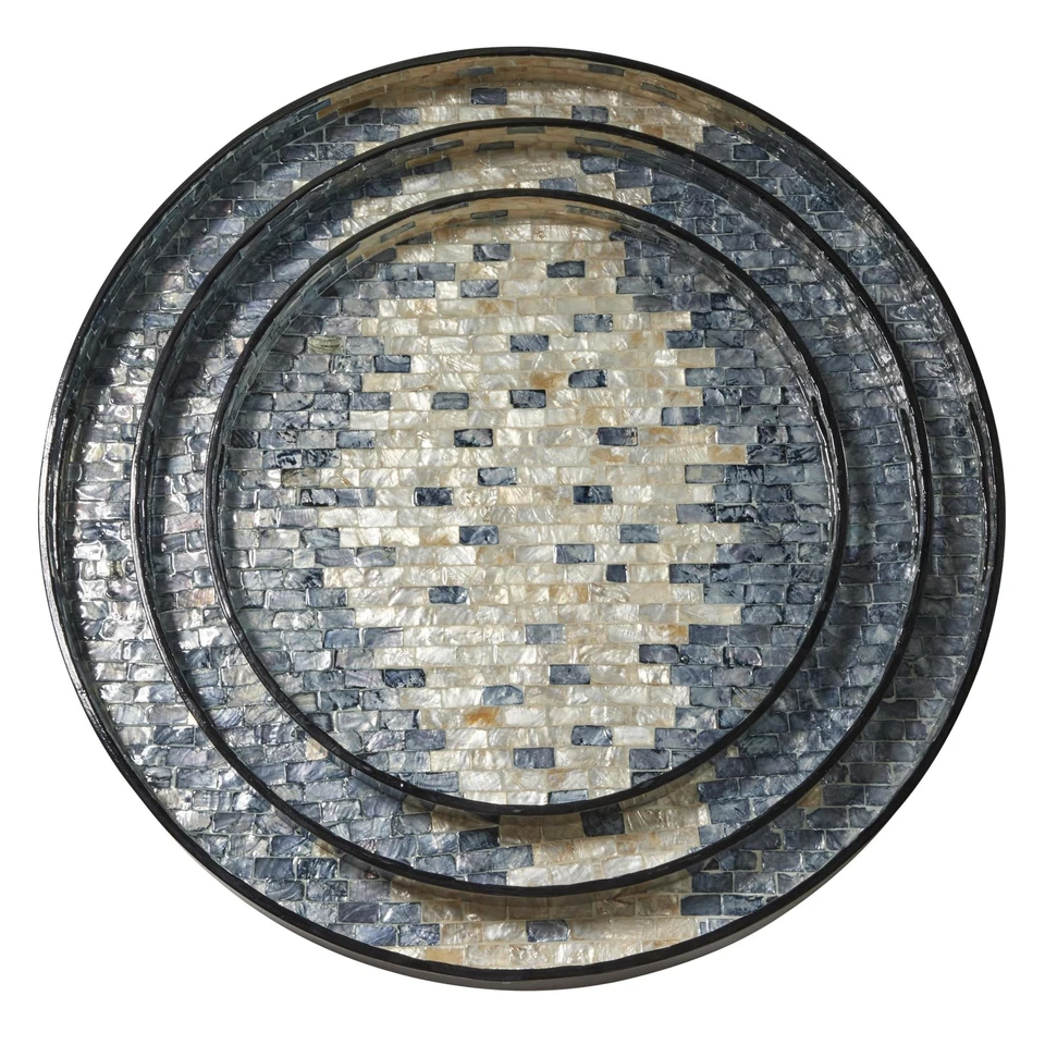 Перламутровая раковина ручной работы лоток с прорезями ручки, набор из 3 24», 20», 16»... - Изображение 2 из 4