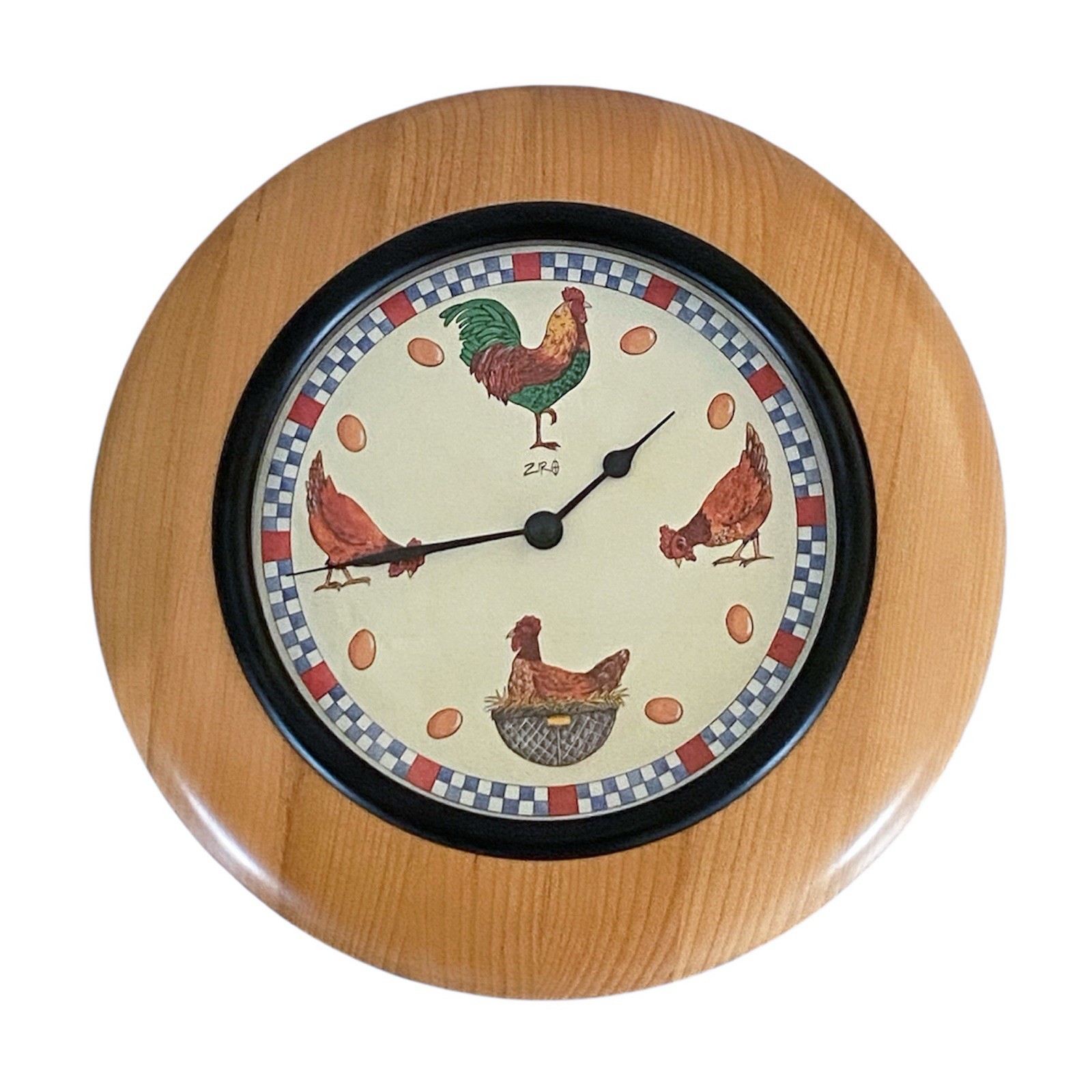Vintage Wall Clock Chicken Rooster Country Farmhouse Tested And Working 11.25”