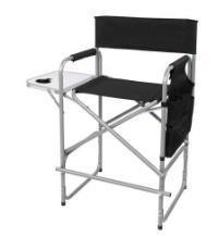 Tall Directors Chair Black Aluminum Folding Chair Outdoor Indoor With Cup Holder