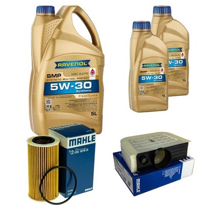 MAHLE Inspektionspaket 7L RAVENOL 5W-30 für Audi Q7 3.0 TDI Q8 VW Touareg