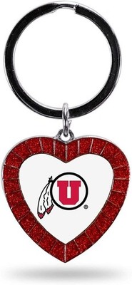 NCAA Utah Utes NCAA Rhinestone Heart Colored Keychain, Red, 3-inches in length