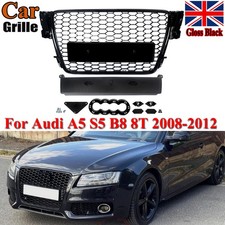 Front Bumper Grille Grill Honeycomb Mesh For Audi A5 S5 8T 2008-2012 Gloss Black