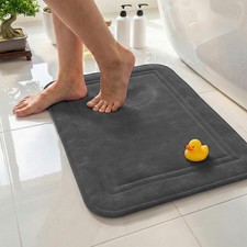 Charcoal Gray Memory Foam Bath Mat Non Slip Quick Dry Absorbent Rugs 59x23