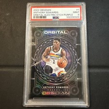 2022–23 Obsidian Anthony Edwards Electric Etch Purple SP 41/75 No. 1 PSA 9 MINT!