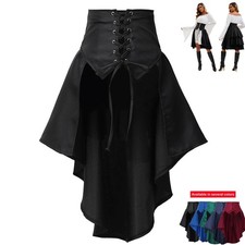 Womens Gothic Skirt Steampunk Ruffles Skirt Pirate Skirt Corset Waist Half Skirt