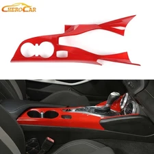 Gear Shift Cup Holder Panel Cover Trim Overlay for Chevrolet Camaro 2016-24 Red