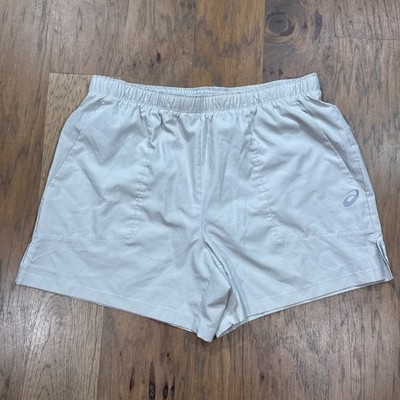 Asics Shorts Mens L Gray Grid Vented 5'' Inseam Lined Running Stretch Gym Train