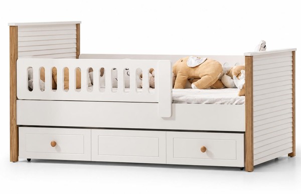 Modernes Kinderbett Mit GroßEm Bettkasten Und Schubladen Weiß-image