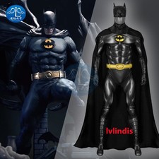 Movie The Flash Batman Costume Cosplay Bodysuit Jumpsuit Mens Halloween Mask set